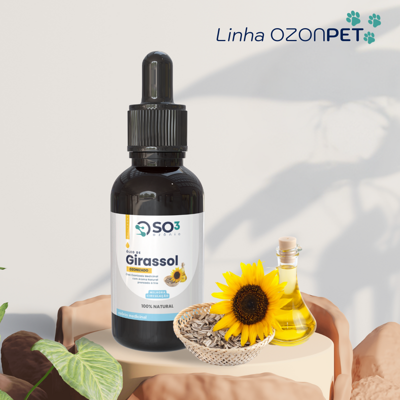 Melhora a Circulação Pet 30ml - ÓLEO de GIRASSOL Ozonizado - Linha Ozonpet©