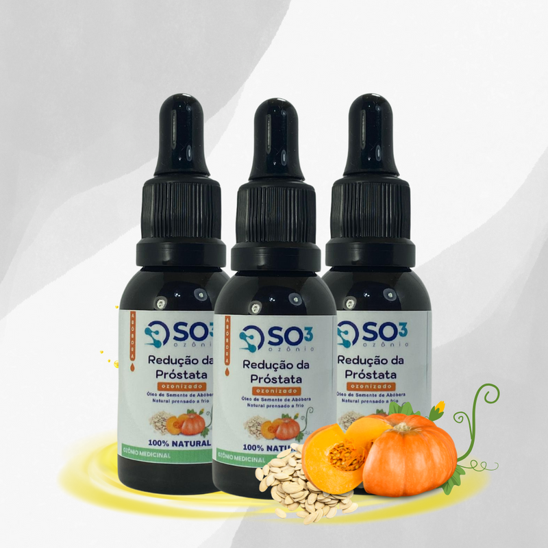 KIT 3 ÓLEO de SEMENTE de ABÓBORA Ozonizado 30 ml - Auxilia na Redução da Próstata - Linha Saúde e Bem-Estar Ozonvita©