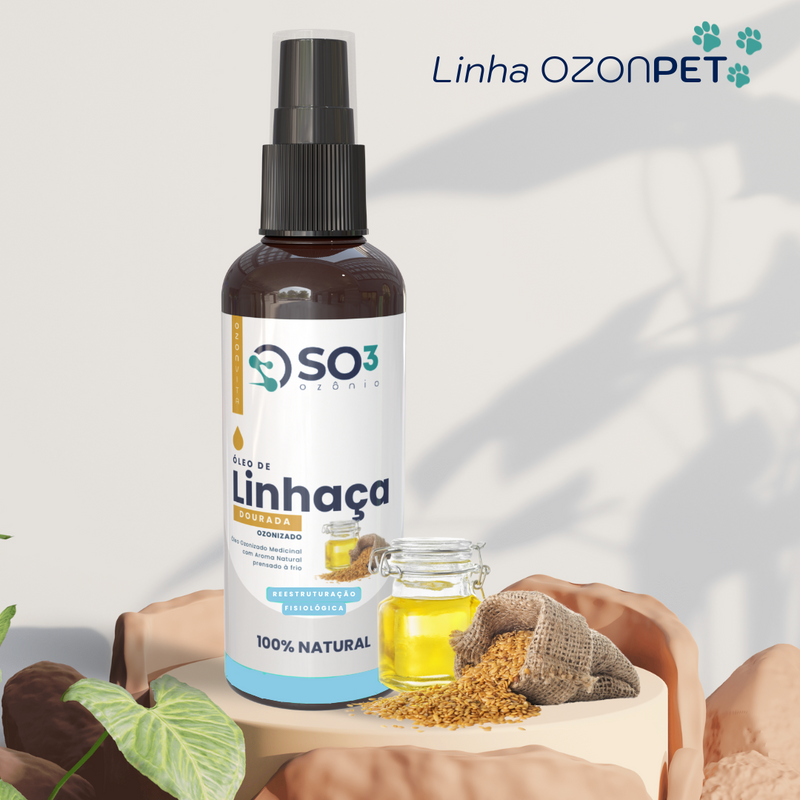 Reestruturação Fisiológica Pet 120ml - ÓLEO de LINHAÇA Ozonizado - Linha Ozonpet©