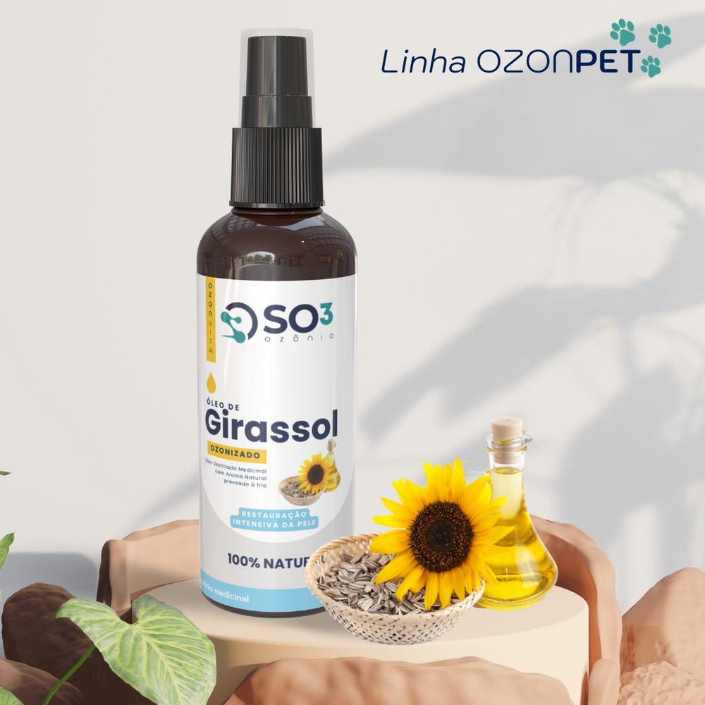 オオニシライオン Restauração Intensiva da Pele Pet 120ml - ÓLEO de GIRASSOL - Linha Ozo
